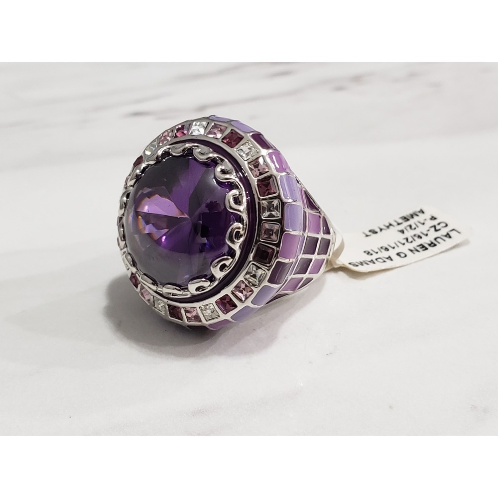 Lauren G Adams Checker board Enamel Cocktail Ring whimsical harlequin statement